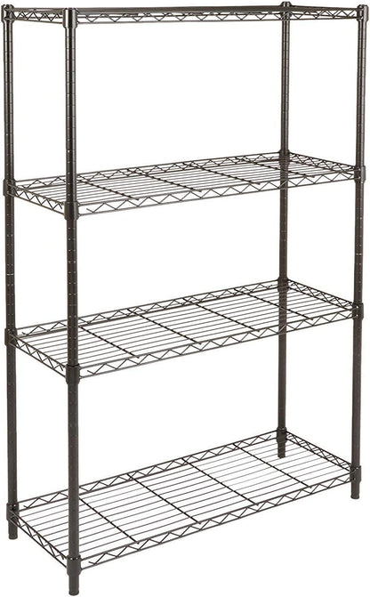 Heavy-Duty 4-Shelf Storage Unit – Black Adjustable Shelving Rack with Levelling Feet, 640kg Capacity, 91.4×35.6×137.1cm