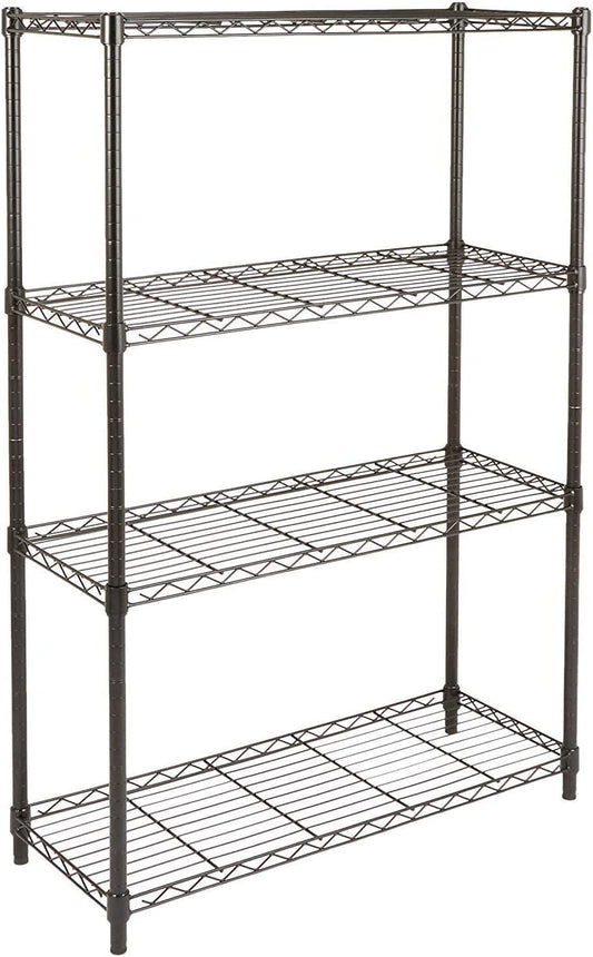 Heavy-Duty 4-Shelf Storage Unit – Black Adjustable Shelving Rack with Levelling Feet, 640kg Capacity, 91.4×35.6×137.1cm