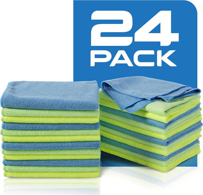 924 Microfiber Cleaning Cloths – 24 Pack Ultra-Soft, Reusable Cloths for Home, Car & Office Cleaning