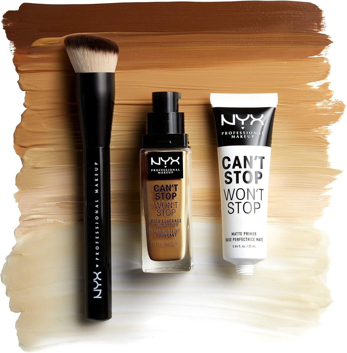 Can’t Stop Won’t Stop Foundation Brush – Vegan Angled Brush for Full-Coverage Liquid Makeup by NYX Professional Makeup