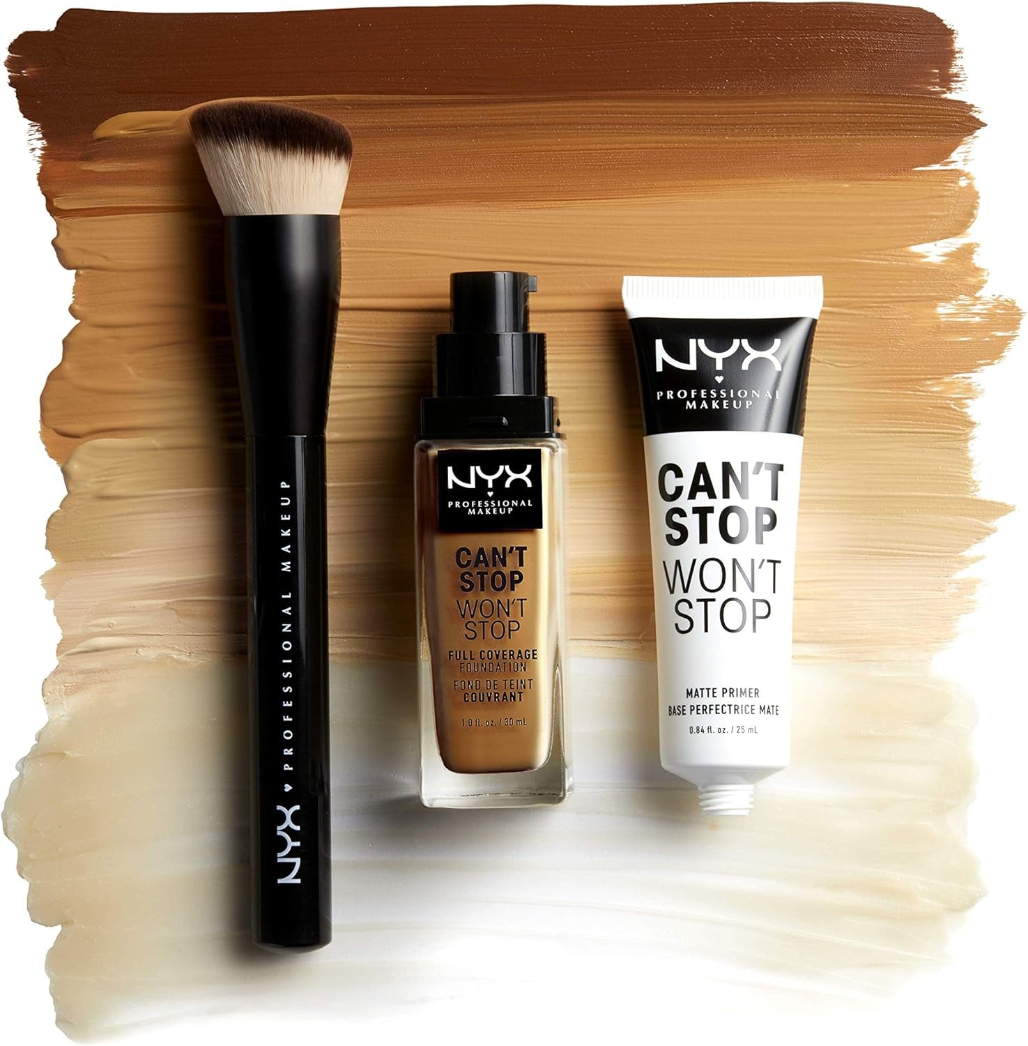 Can’t Stop Won’t Stop Foundation Brush – Vegan Angled Brush for Full-Coverage Liquid Makeup by NYX Professional Makeup