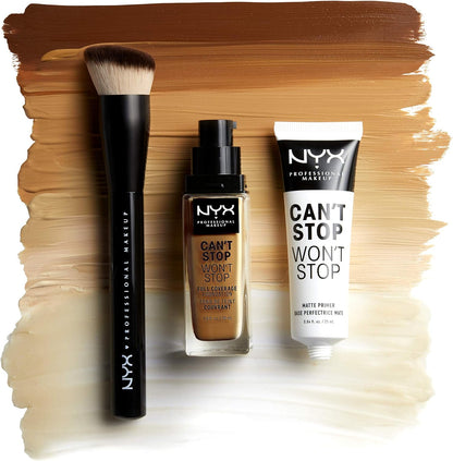 Can’t Stop Won’t Stop Foundation Brush – Vegan Angled Brush for Full-Coverage Liquid Makeup by NYX Professional Makeup