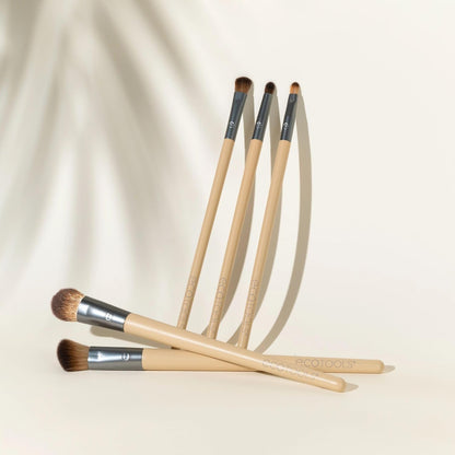 Daily Defined Eye Brush Kit with Storage Tray – 5-Piece Eco-Friendly Makeup Brushes for Liquid, Powder & Cream Eyeshadow & Eyeliner – Vegan, Cruelty-Free Synthetic Bristles