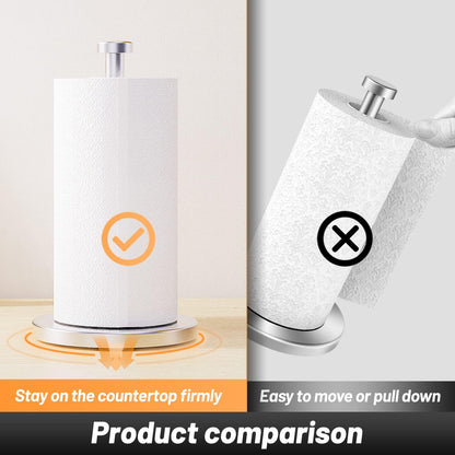 Free-Standing Stainless Steel Kitchen Roll Holder – Waterproof & Rustproof Paper Towel Stand with Suction Cups for Cookhouse, Bathroom & Outdoor Use (Silver)
