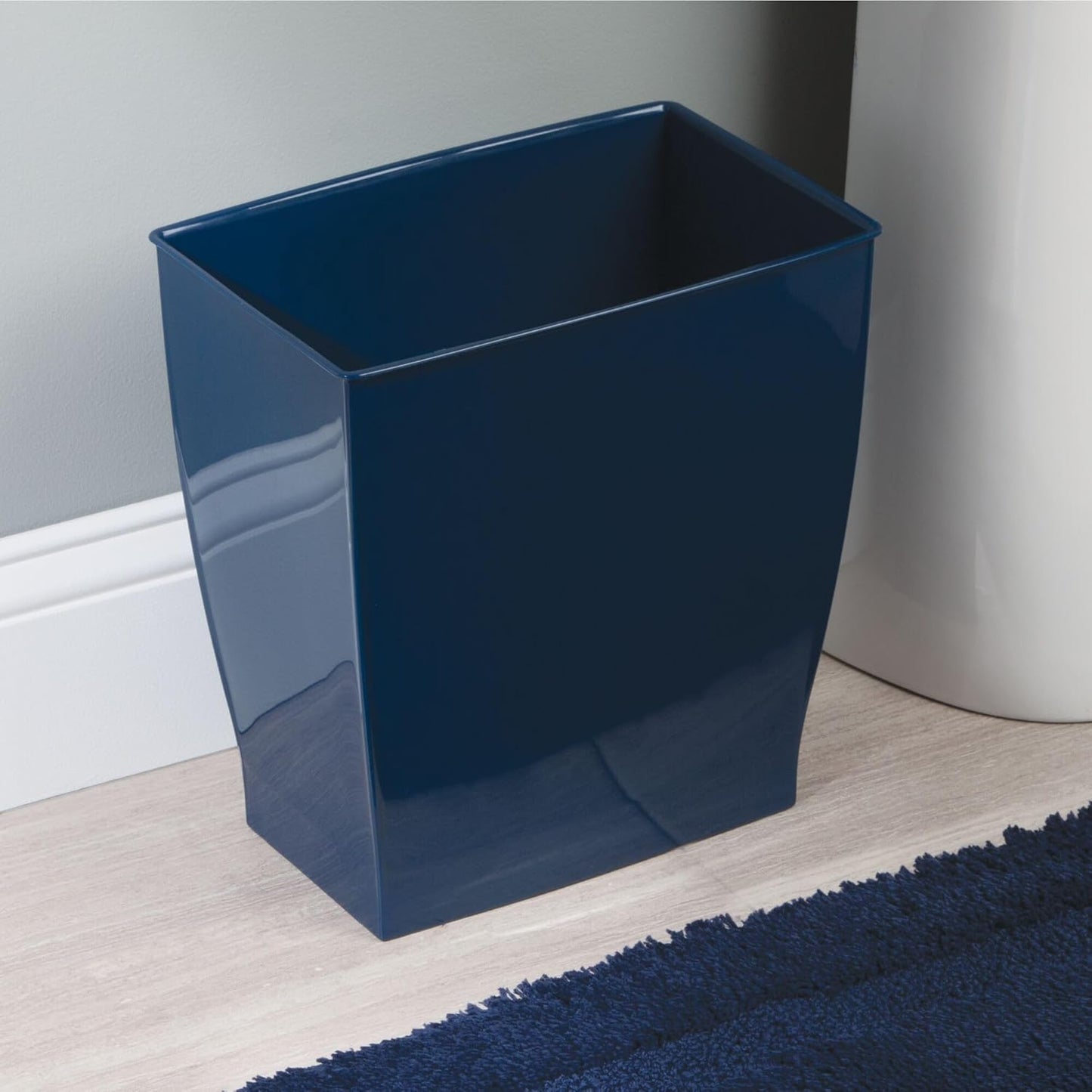 iDesign Mono Rubbish Bin – 4-Piece Navy Plastic Waste Bin Set, 28.4×18.9×30.3 cm