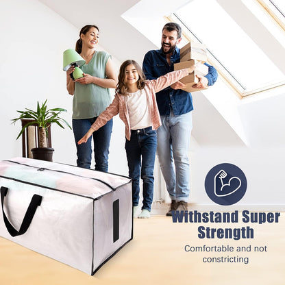8-Pack Large Clear Moving Bags – Heavy Duty Water-Resistant Storage Totes with Zippers & Handles, Foldable Space-Saving Alternative to Boxes