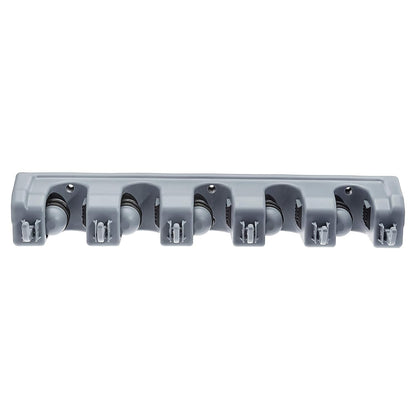 Wall Mount Broom Holder & Garden Tool Organizer – 5 Slot 6 Hook Rack, Heavy-Duty Storage, 43×8.5×6.2cm, Gray
