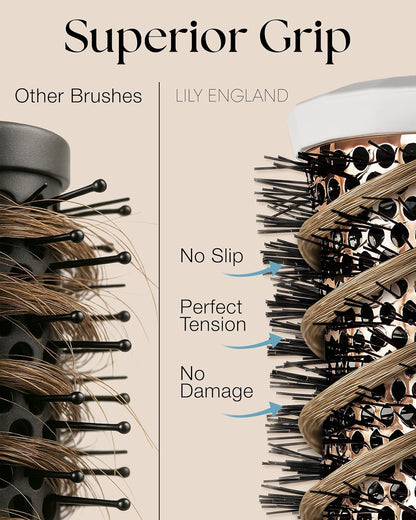 4-Piece Round Hair Brush Set – Professional Blow Dry Kit with 3 Thermal Round Brushes & Styling Comb for Volume, Curling & Smoothing, Beauty Gift Set for Women