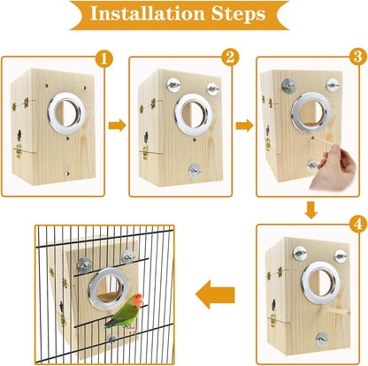 Bird Breeding Nest Box – Wooden & Acrylic Transparent House for Parakeets, Budgies, Cockatiels, Conures, Lovebirds & Finches