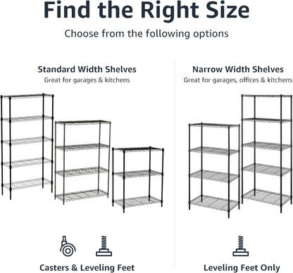 Heavy-Duty 4-Shelf Storage Unit – Black Adjustable Shelving Rack with Levelling Feet, 640kg Capacity, 91.4×35.6×137.1cm