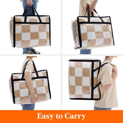 4-Pack Clear Heavy-Duty PVC Storage Bags – 40L Foldable Clothes Organizers with Reinforced Handles & Lids for Bedding, Wardrobe & Underbed Use