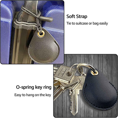AirTag Keyring Holder – 4-Pack Leather GPS Tracker Case with Carabiner, Compatible with Apple Item Finder & Key Fob Organizer