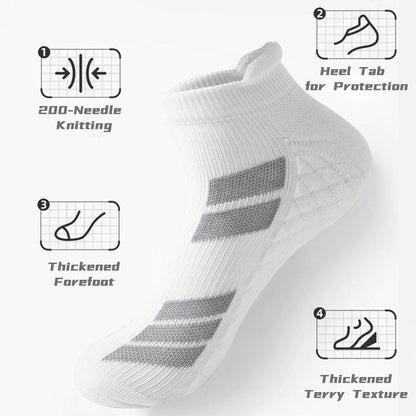 6 Pairs White Sports No Show Socks – Unisex Ankle Socks with Terry Soles for Shock Absorption, Breathable & Sweat-Wicking – Ideal Daily Wear & Valentine’s Gift