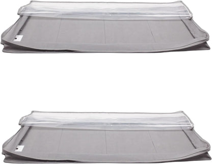 Underbed Storage Bags with Zipper & Clear Vinyl Top – 2-Pack Grey Organizers for Clothes, Bedding & Seasonal Items (45.7×106.7×15.2 cm)