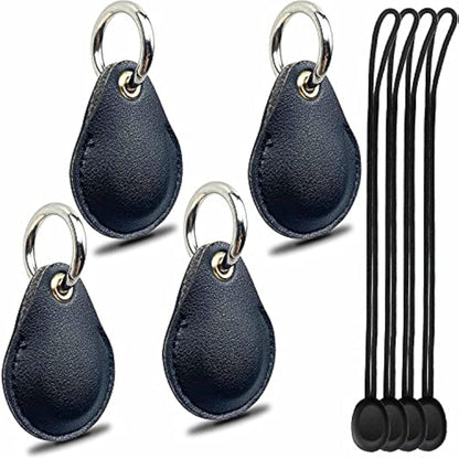 AirTag Keyring Holder – 4-Pack Leather GPS Tracker Case with Carabiner, Compatible with Apple Item Finder & Key Fob Organizer