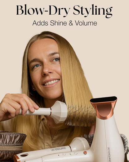4-Piece Round Hair Brush Set – Professional Blow Dry Kit with 3 Thermal Round Brushes & Styling Comb for Volume, Curling & Smoothing, Beauty Gift Set for Women