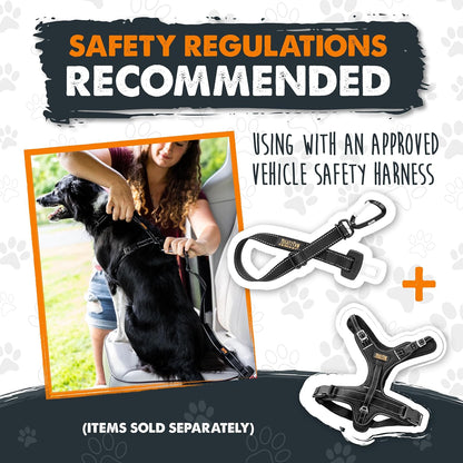 Dog Car Seat Belt – Universal Pet Safety Harness with Adjustable Strap, All-Metal Hardware & Human-Grade Seatbelt Material (Black)