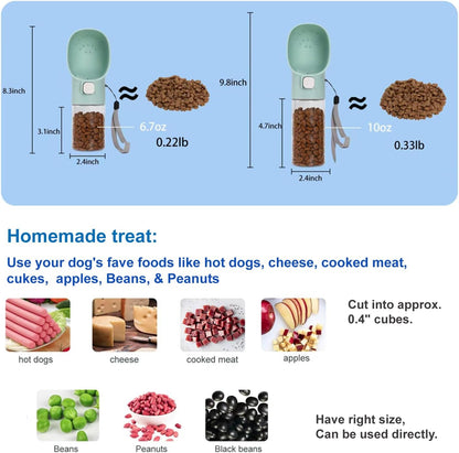 Handheld Dog Treat Dispenser with Built-In Clicker & Pouch – 6.7oz Green Feeder for Training, Walking, Hiking & Travel