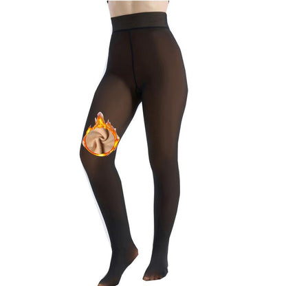 MueznaMuezna 5 SHADES Magic Fleece Lined Leggings – Closed Foot Tights with Light to Brown Fur  Plus Size Thermal Tights with Unique Metal Texture for Fall & Winter Comfort