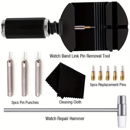 11pcs Watch Link Removal Tool Kit – Strap Pin Remover & Band Adjustment Set for Watch Repair